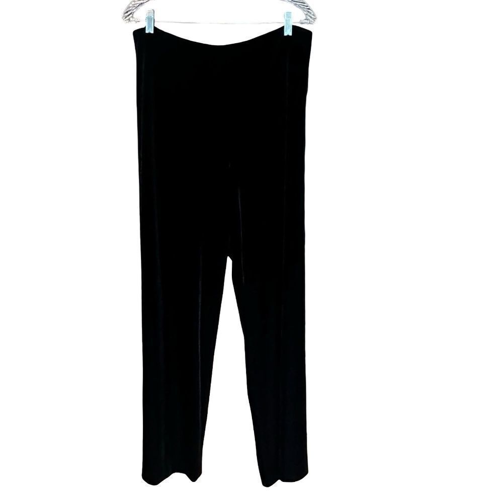 Alex Evenings Women's Black Velvet Flowy Pull On Pants Elastic Waist Size XL - Picture 2 of 12